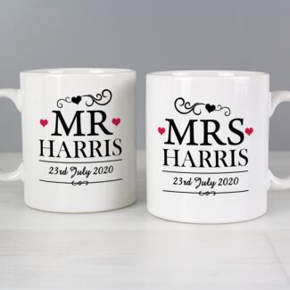 Personalised Mr & Mrs Mug Set   