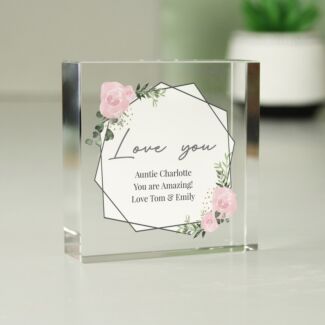 Personalised Abstract Rose Large Crystal Token 