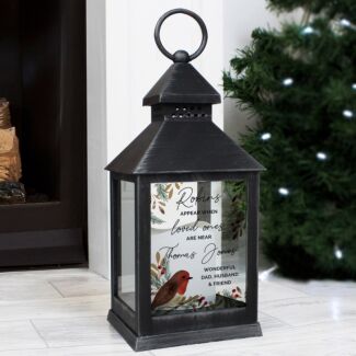 Personalised Robins Appear Memorial Black Light Up Lantern