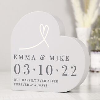 Personalised Free Text Free Standing Heart Ornament