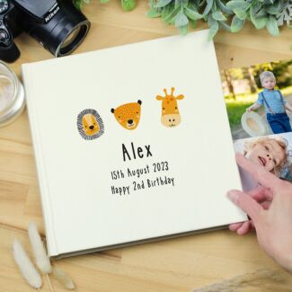 The Personalised Memento Company Personalised Woodland Animals 6x4 Photo  Album with Sleeves