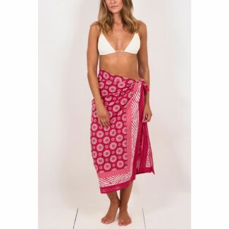 Cogs Pink Hand Printed Cotton Sarong