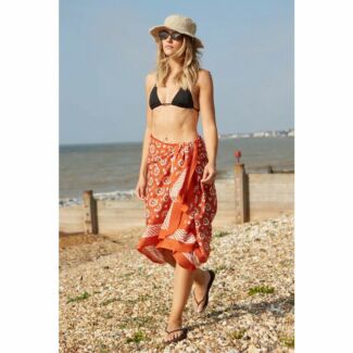 Cogs Rust Hand Printed Cotton Sarong 