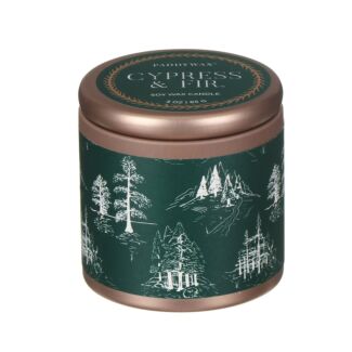 Cypress & Fir 85g Green Copper Tin with Toile Pattern