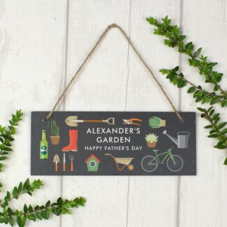 Personalised Garden Printed Hanging Slate Plaque