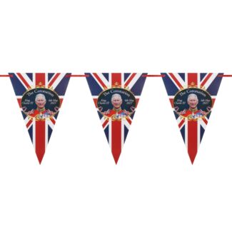 The King’s Coronation 4.5M Paper Triangle Bunting with 10 flags