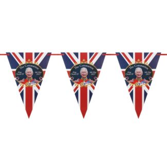 The King’s Coronation 4.5M Paper Triangle Bunting with 10 flags