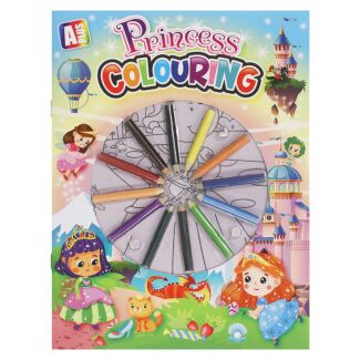 Princess A4 Colouring Book Set with Twelve Pencils