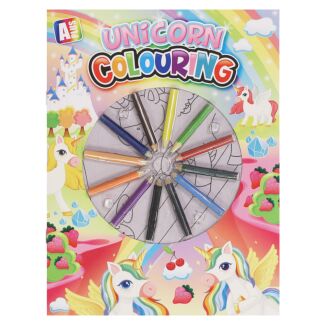 Unicorn A4 Colouring Book Set with Twelve Pencils