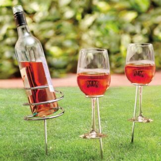Wine Bottle & 2 Glass Holders