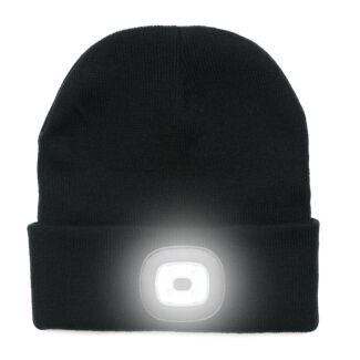 Light Up Rechargeable USB Beanie Hat Black