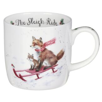 Sleigh Ride Fox Fine Bone China Christmas Mug