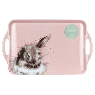 Pink Rabbit Large Handled Tray