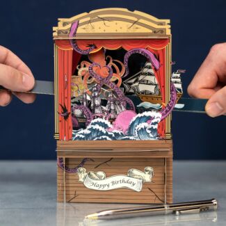 Octopus Paper Theatre 3D Pop Up Birthday Card