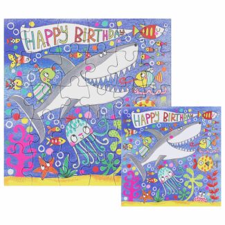 Shark Ocean Jigsaw Puzzle with Mini Birthday Card