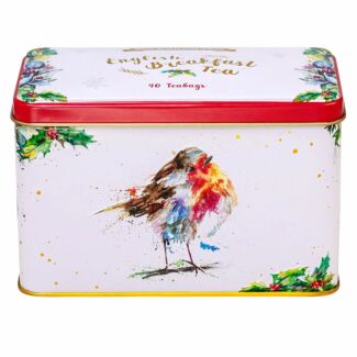 Winter Robins Tea Tin With 40 English Breakfast Tea Bags
