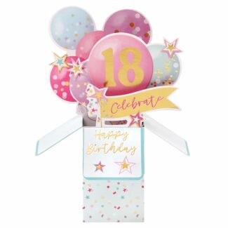 Clever Cubes Pastel Balloons 18th Birthday 3D Card