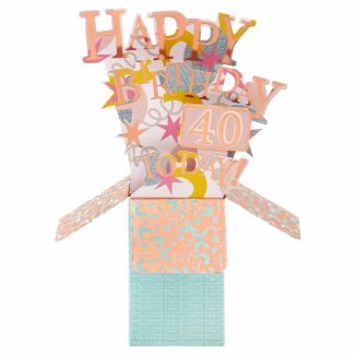 Clever Cubes Confetti & Stars 40th Birthday 3D Card