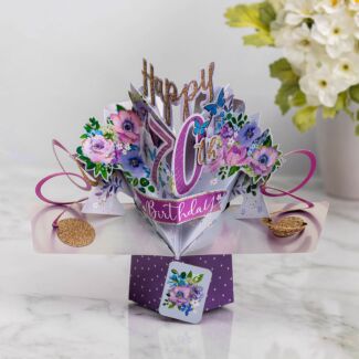 ‘70th Birthday’ Flowers 3D Pop Up Card