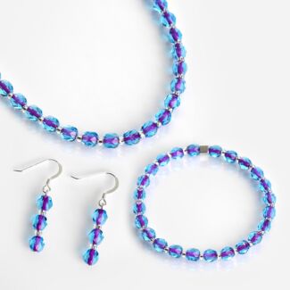 Blue & Pink Filaments 3 Piece Jewellery Set