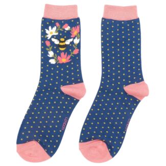 Navy Bumblebee Wreath Women’s Bamboo Socks