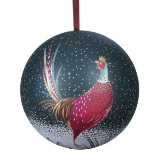 Green Pheasant Christmas Tin Bauble
