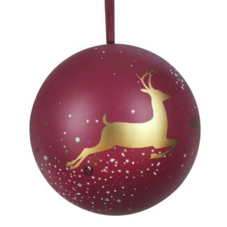 Maroon Deer Christmas Tin Bauble