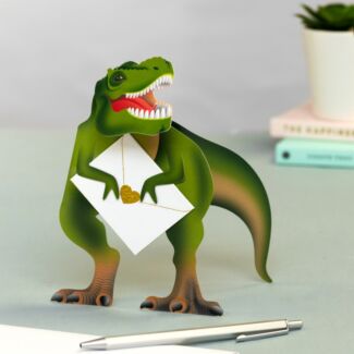 Rex Dinosaur 3D Greetings Card