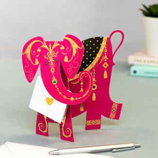 Diva Elephant 3D Greetings Card