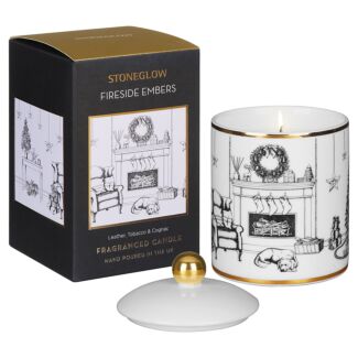 Keepsake Fireside Embers Leather, Tobacco & Cognac Ceramic Jar Candle