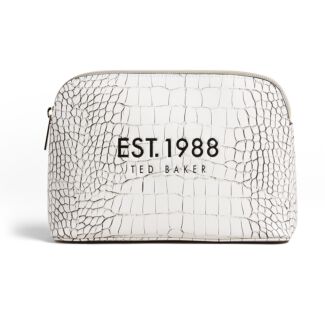 LAVELO Imitation Croc White Makeup Bag