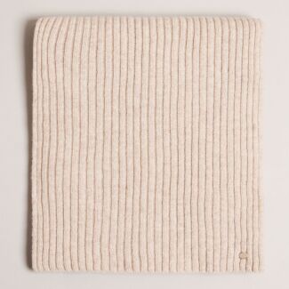 BERRYYS Taupe Wool and Cashmere Blend Ribbed Scarf