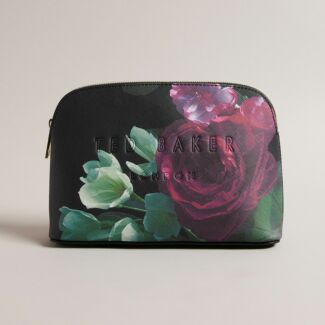 PAPION Black Floral Makeup Bag