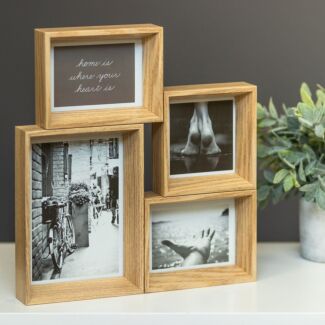 Deep Edge Beech Collage Frame With Four Displays