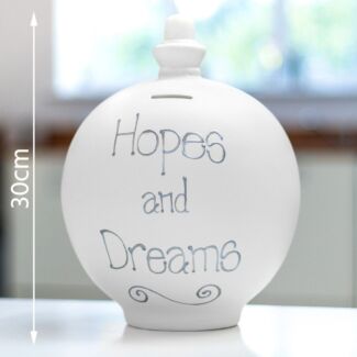 Extra Large ‘Hopes and Dreams’ Silver on White Money Pot