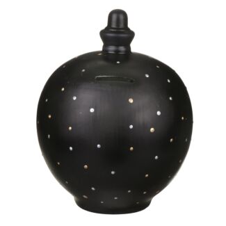 Black with Gold & Silver Spots Money Pot