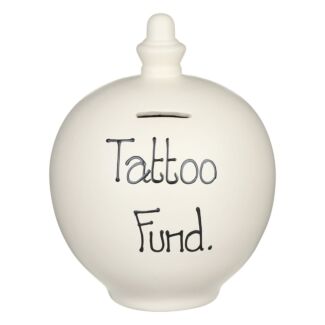 ‘Tattoo Fund’ Black on Cream Money Pot