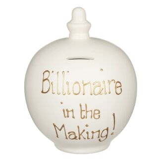 ‘Billionaire in the Making!’ Gold on Cream Money Pot