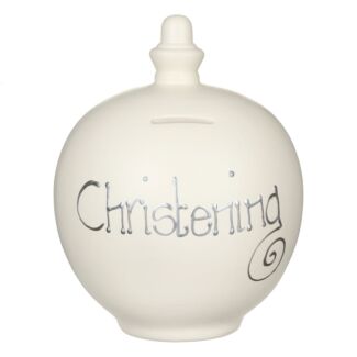 ‘Christening’ Silver on Cream Money Pot