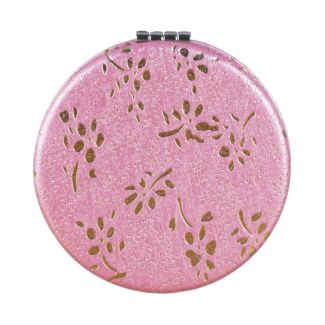 Pink Stencil Flower Personal Mirror