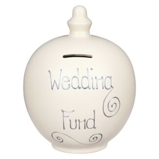 'Wedding Fund' Silver on Cream Money Pot