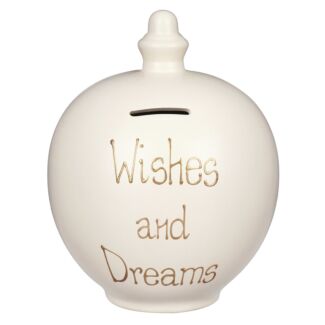 'Wishes and Dreams' Gold on Cream Money Pot