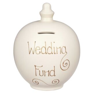 ‘Wedding Fund’ Gold on Cream Money Pot