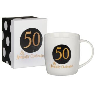 ‘50 & Annually Challenged’ Boxed Mug