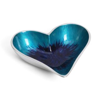 Azeti Brushed Aqua Small Heart Dish