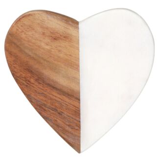 Heart Marbled & Wooden Coaster