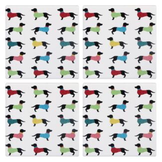 Set of Four Dotty Dachshund Coasters