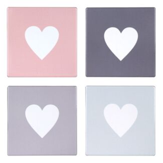 Set Of 4 Eloise Heart Ceramic Coasters