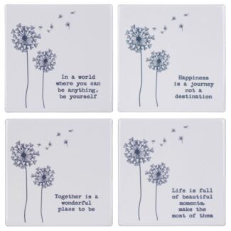 Set of Four Dandelion Positivity Coasters