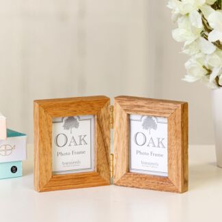 Oak Twin Folding Mini Photo Frame
